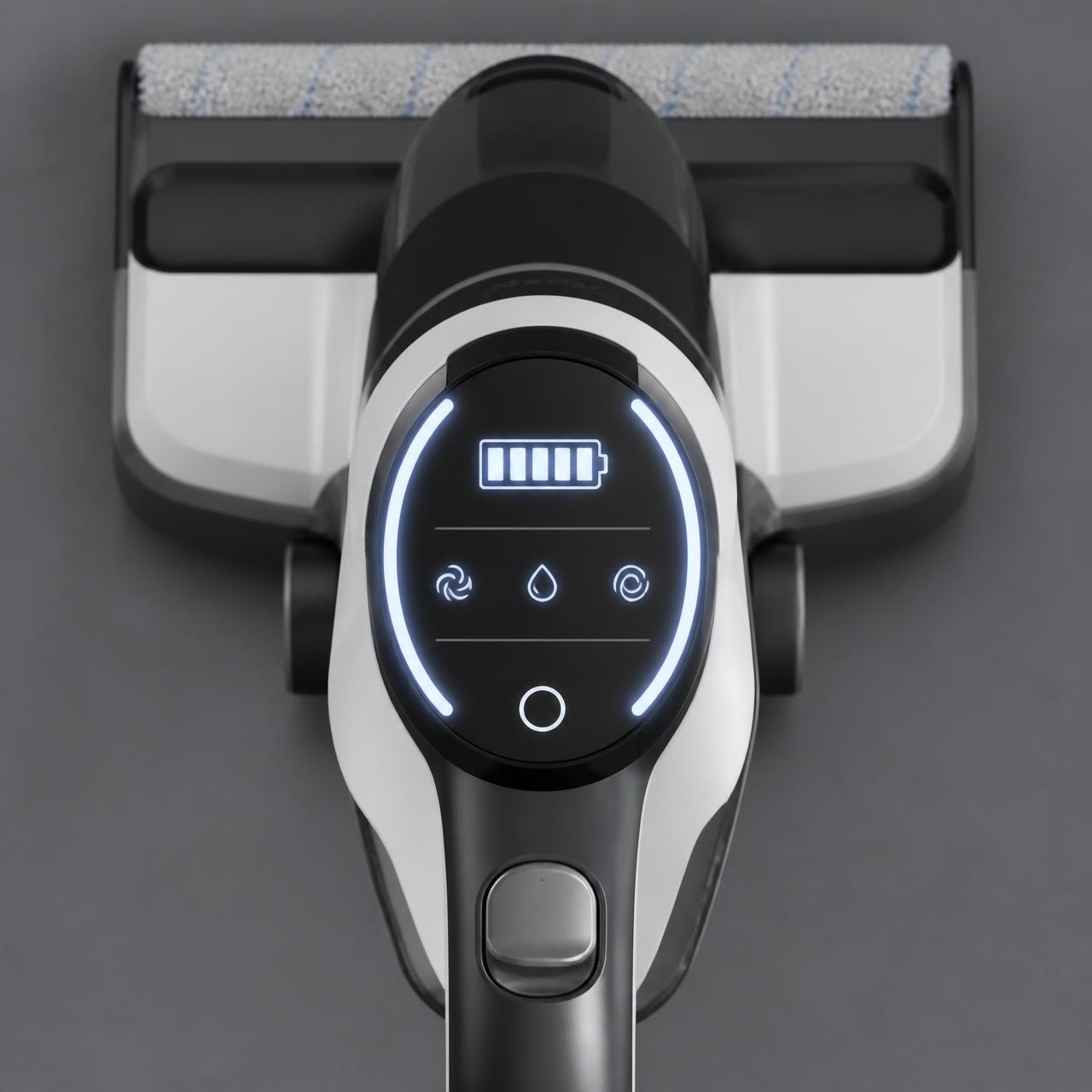 LED display showing battery and cleaning modes